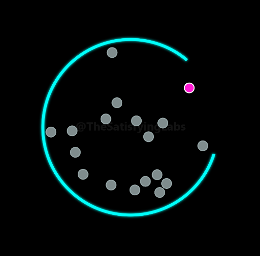 Timed Freeze mode: frozen grey balls piled up inside the ring
